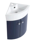 Corner Bathroom Sink Vanity Set - Wall-Mounted Cabinet for Small Spaces color: Navy Blue