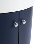 12.8" navy blue corner vanities for bathrooms with chrome door knobs detail view | Ace Decor