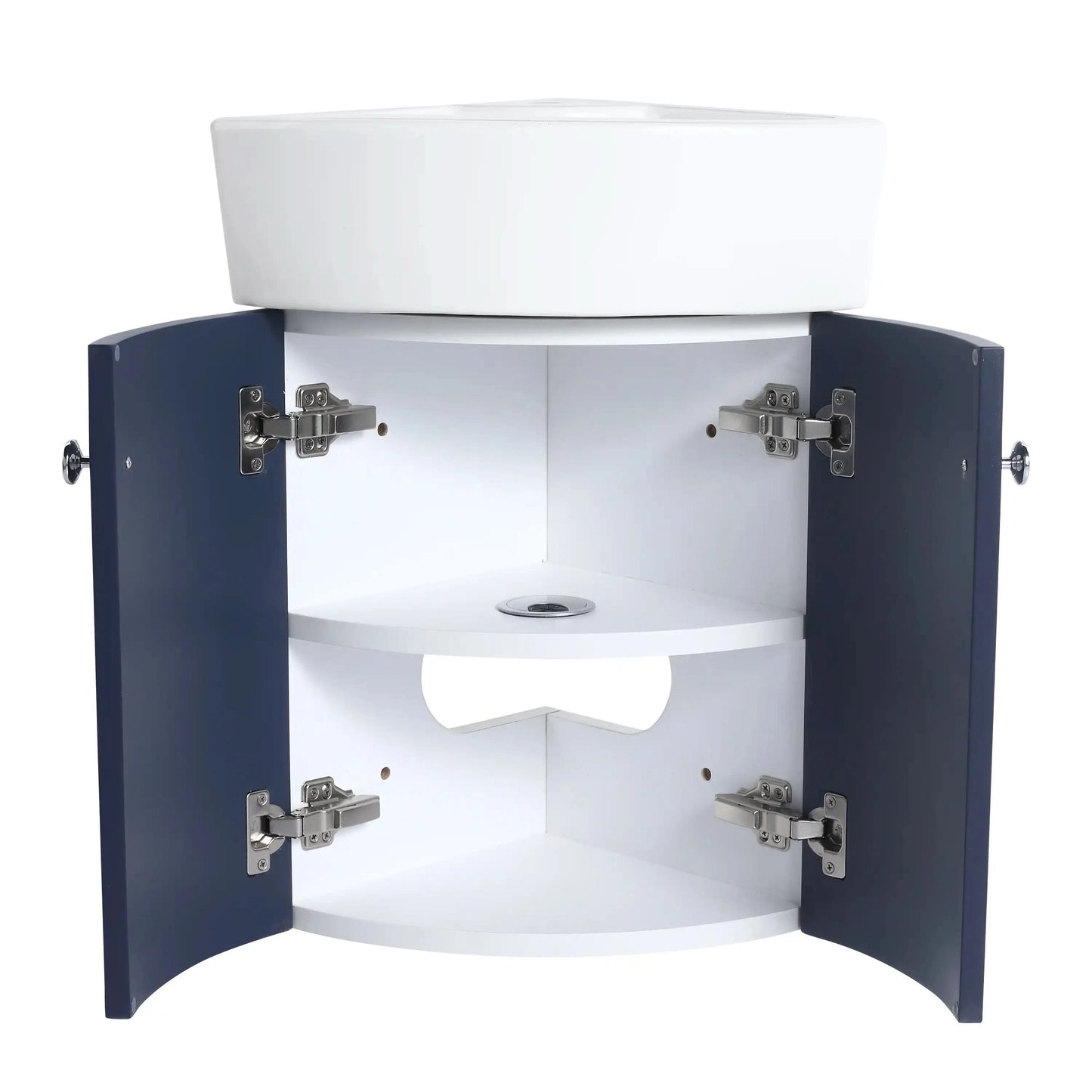 Corner Bathroom Sink Vanity Set - Wall-Mounted Cabinet for Small Spaces color: Navy Blue