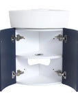 Corner Bathroom Sink Vanity Set - Wall-Mounted Cabinet for Small Spaces color: Navy Blue