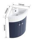 Corner Bathroom Sink Vanity Set - Wall-Mounted Cabinet for Small Spaces color: Navy Blue