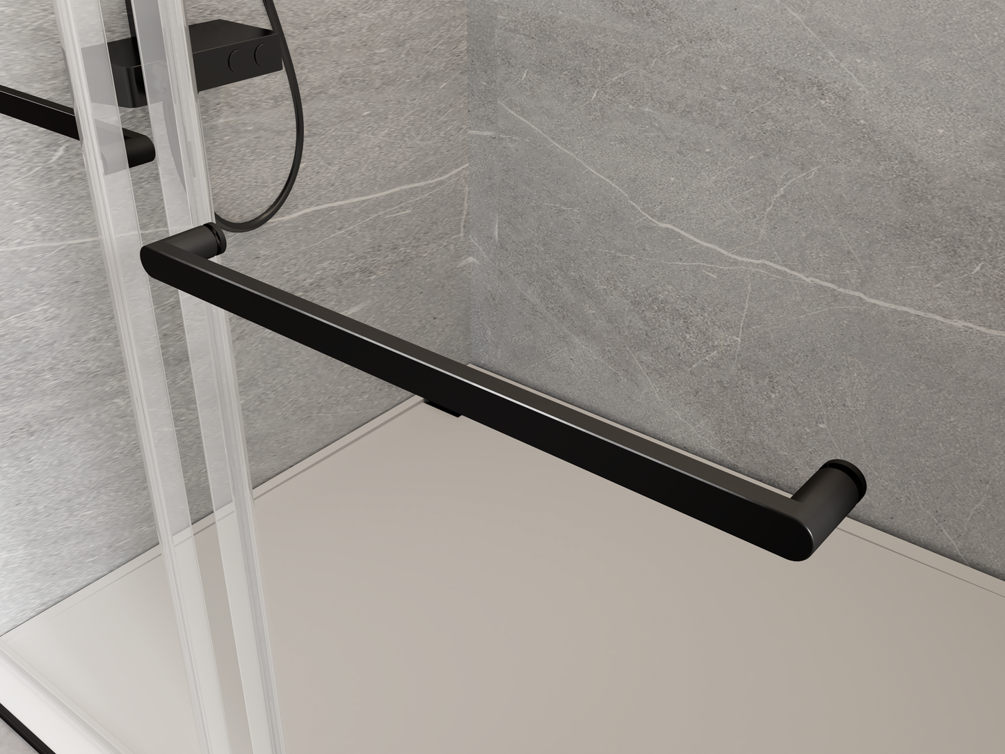 Bypass Shower Door Frameless with Soft-Close color:Matte Black