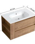 Wall-Mounted Bathroom Vanity with Gel Sink & Soft Close Drawers color: Imitative Oak