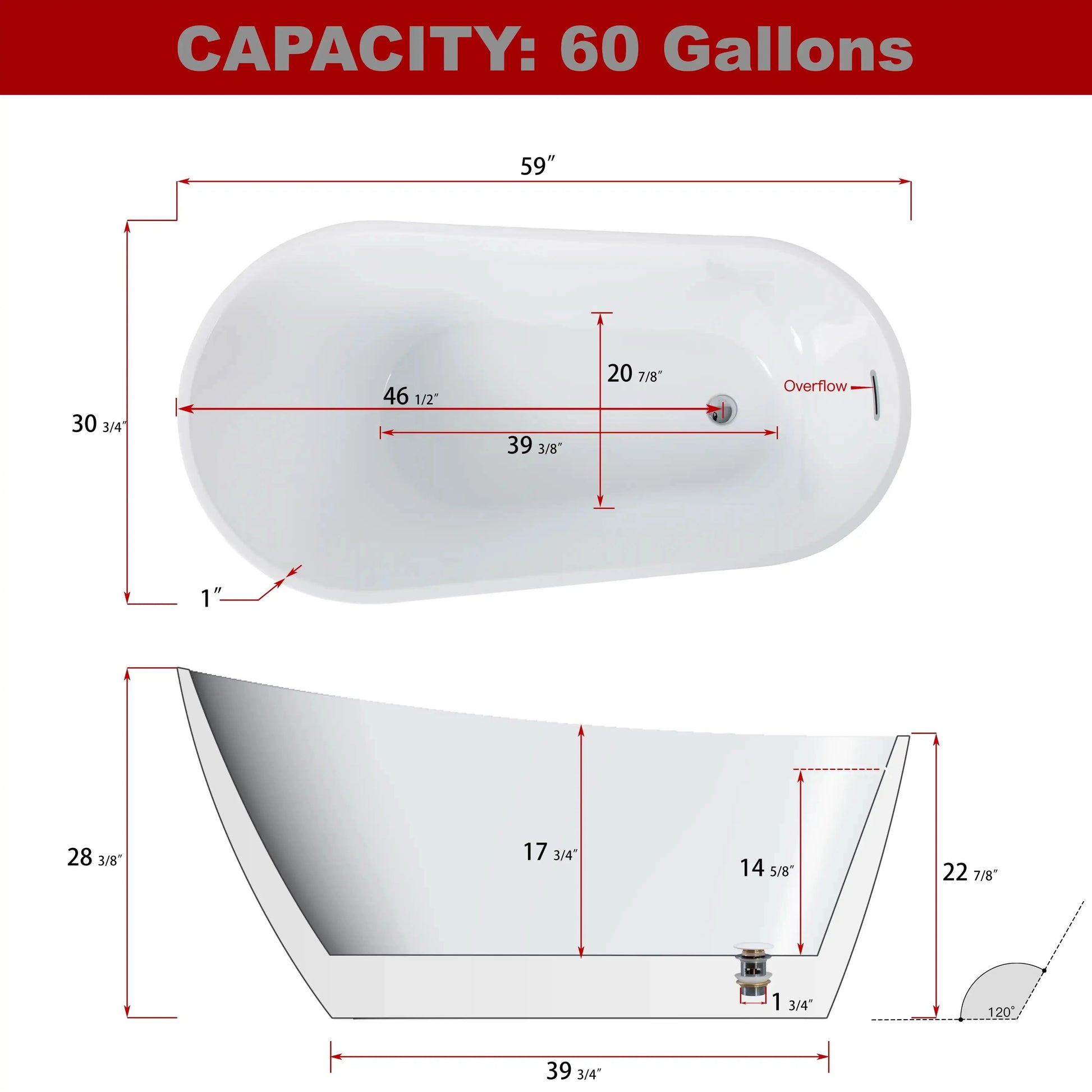 Luxurious Freestanding Acrylic Bathtub - Modern Design, Ultimate Comfort, and Efficient Drainage color: White