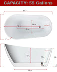 Luxurious Freestanding Acrylic Bathtub - Modern Design, Ultimate Comfort, and Efficient Drainage color: White