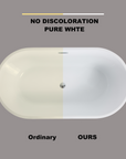 55" Gloss White Stone Resin Freestanding Bathtub - Space-Saving Design with Overflow Protection