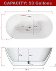 Elegant Freestanding Gloss White Bathtub with Overflow Control color: White