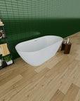 Elegant Freestanding Gloss White Bathtub with Overflow Control color: White