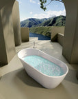 Luxurious Freestanding Acrylic Bathtub - Modern Design, Ultimate Comfort, and Efficient Drainage color: White