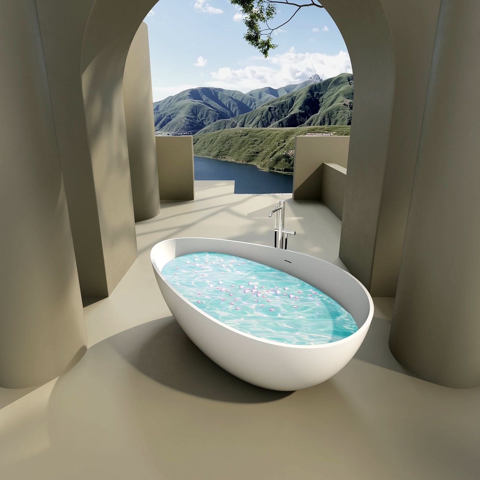 Luxurious 63" Freestanding Matte White Bathtub - Durable, Easy to Install color:white