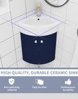 12.8" corner vanities for bathrooms with durable ceramic sink and modern design | Ace Decor