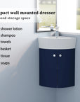12.8" compact wall-mounted corner vanities for bathrooms with enclosed storage space | Ace Decor