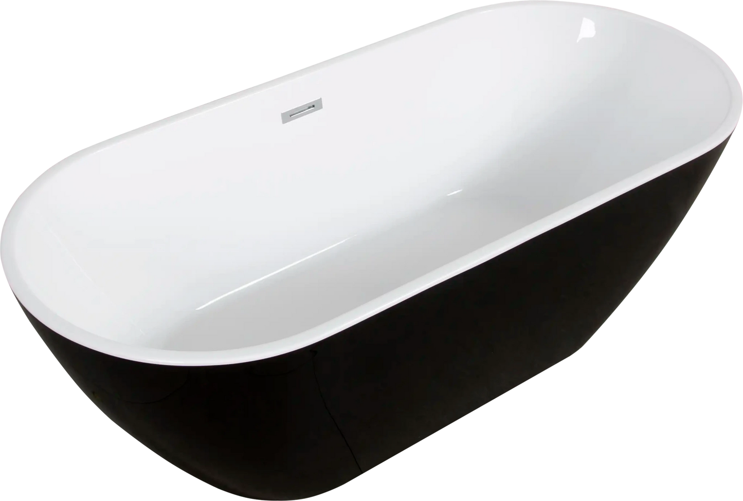 Luxurious High-Gloss Black Freestanding Bathtub - Spacious, Durable, and Easy to Install color: Black