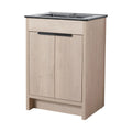 Freestanding 24 inch bathroom vanity with black integrated sink, front view, 24" | Ace Decor