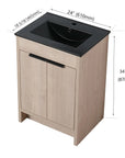 Freestanding Bathroom Vanity with Sink & 2 Soft-Close Doors color: Plain Light Oak