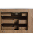 Back view construction of 30" oak bathroom vanity with solid drawer framework and reinforced panels | Ace Decor