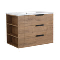 30" oak bathroom vanity with integrated sink and right-drawer storage design | Ace Decor