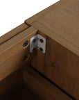 Precision joint and metal bracket detail on 30" oak bathroom vanity highlighting durable craftsmanship | Ace Decor