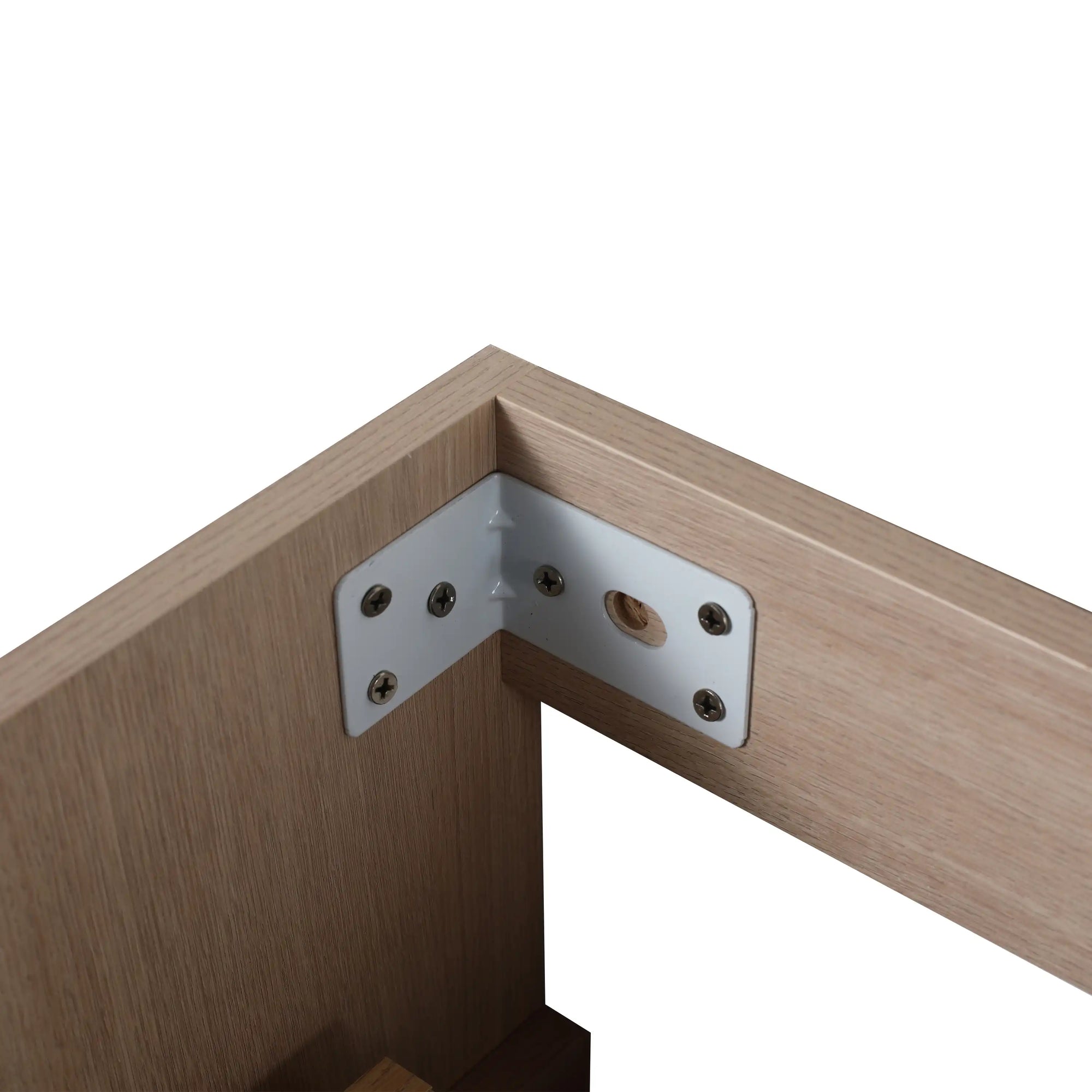 24" wall mounted bathroom vanity reinforced metal bracket detail for secure installation | Ace Decor