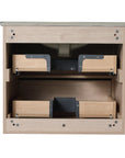 24" wall mounted bathroom vanity interior view with double drawer storage layout | Ace Decor