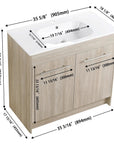 Modern Gel Sink Vanity with Metal Handles, Soft-Close Hinges, and Ample Storage Space color: White Oak