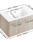 Modern Gel Sink Vanity with Metal Handles, Soft-Close Hinges, and Ample Storage Space color: White Oak