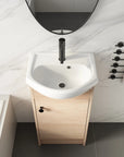 18" bathroom vanity with bowl sink top view highlighting curved ceramic basin | Ace Decor