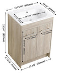 Modern Gel Sink Vanity with Metal Handles, Soft-Close Hinges, and Ample Storage Space color: White Oak