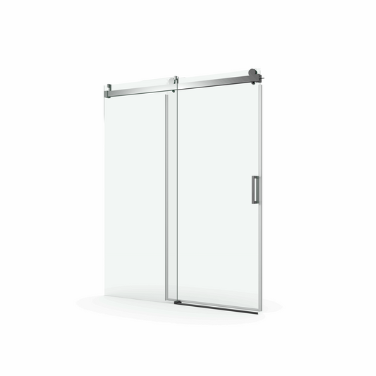 Sliding Shower Door Frameless with Soft-Close color:Brushed Nickel