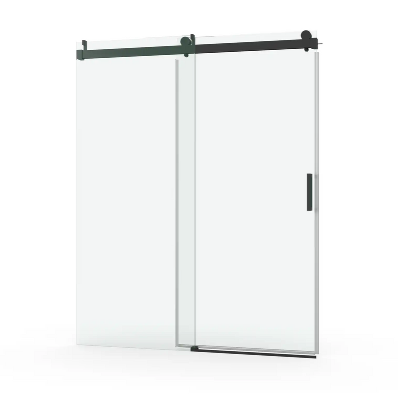 Elaris Series 60" x 76" Black Semi-Frameless Soft Close Shower Doors - 3/8" Tempered Glass
