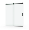 60" x 76" Black Semi-Frameless Soft Close Shower Doors - 8mm Tempered Glass