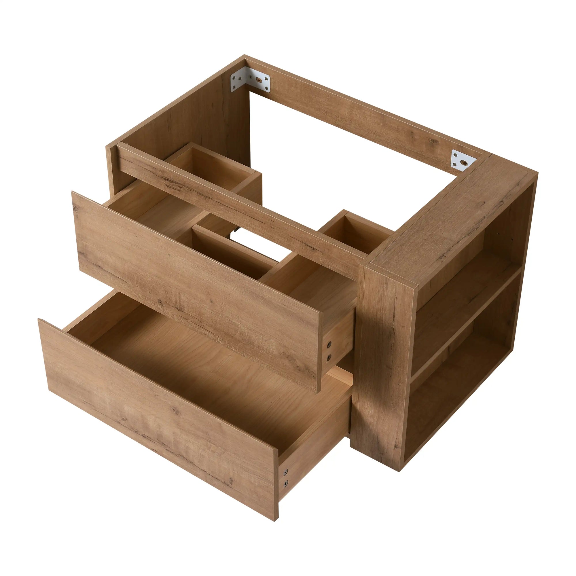 30" bathroom sink vanity with drawers showing spacious storage layout with upper organizer compartments and deep drawer | Ace Decor