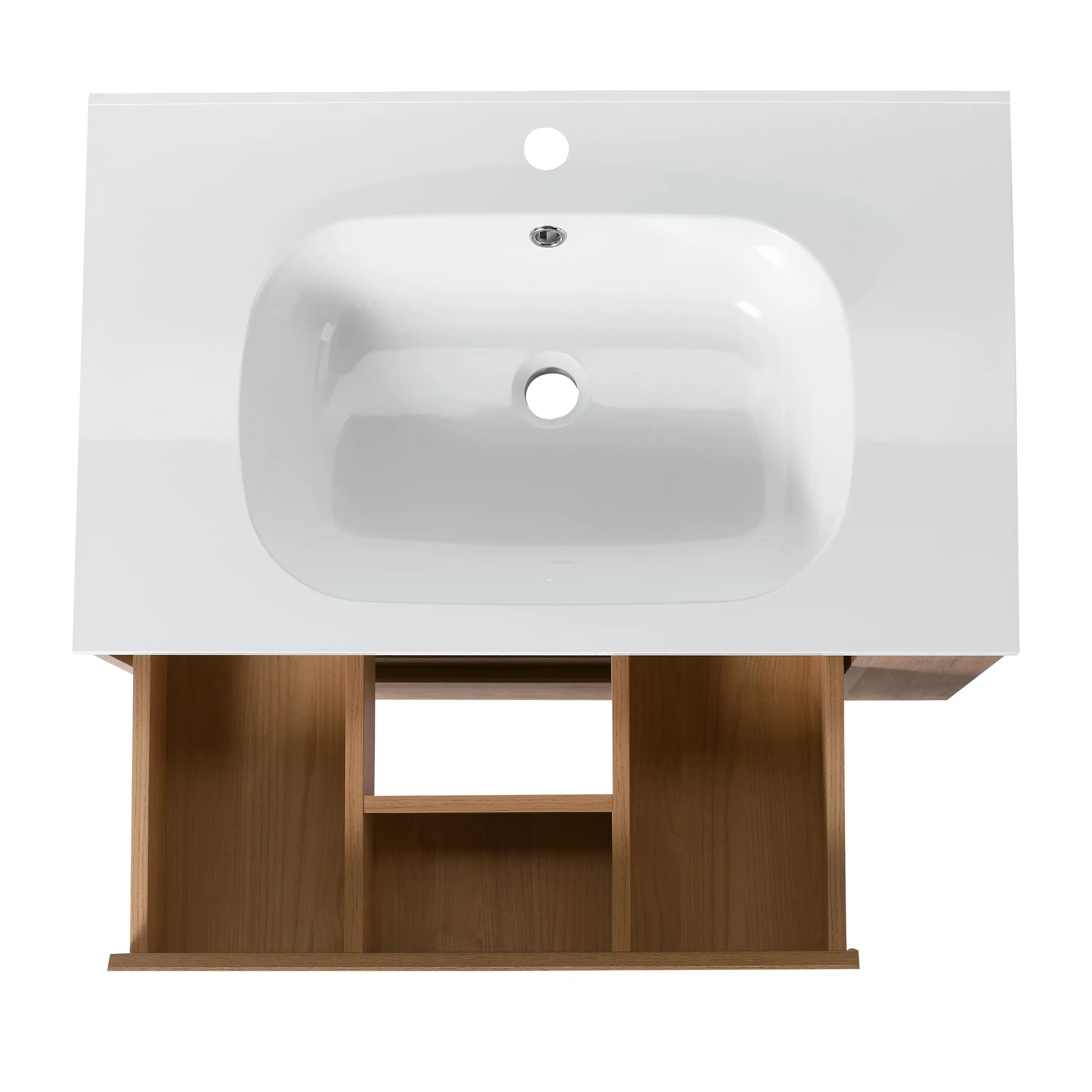 30" bathroom sink vanity with drawers featuring integrated white gel basin and modern sink design | Ace Decor