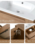 Wall-Mounted Bathroom Vanity with Gel Sink & Soft Close Drawers color: Imitative Oak