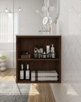 30" bathroom vanities brown floating vanity with open side shelves storage | Ace Decor