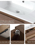 Wall-Mounted Bathroom Vanity with Gel Sink & Soft Close Drawers color: Brown Oak