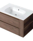 Wall-Mounted Bathroom Vanity with Gel Sink & Soft Close Drawers color: Brown Oak