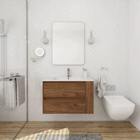 30" bathroom vanities brown wall-mounted vanity with drawers in modern bathroom | Ace Decor