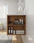 30" bathroom sink vanity with drawers featuring open shelf storage and wall-mounted design in modern bathroom setting | Ace Decor