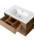 30" bathroom sink vanity with drawers featuring spacious drawer organizer compartments and integrated sink top | Ace Decor