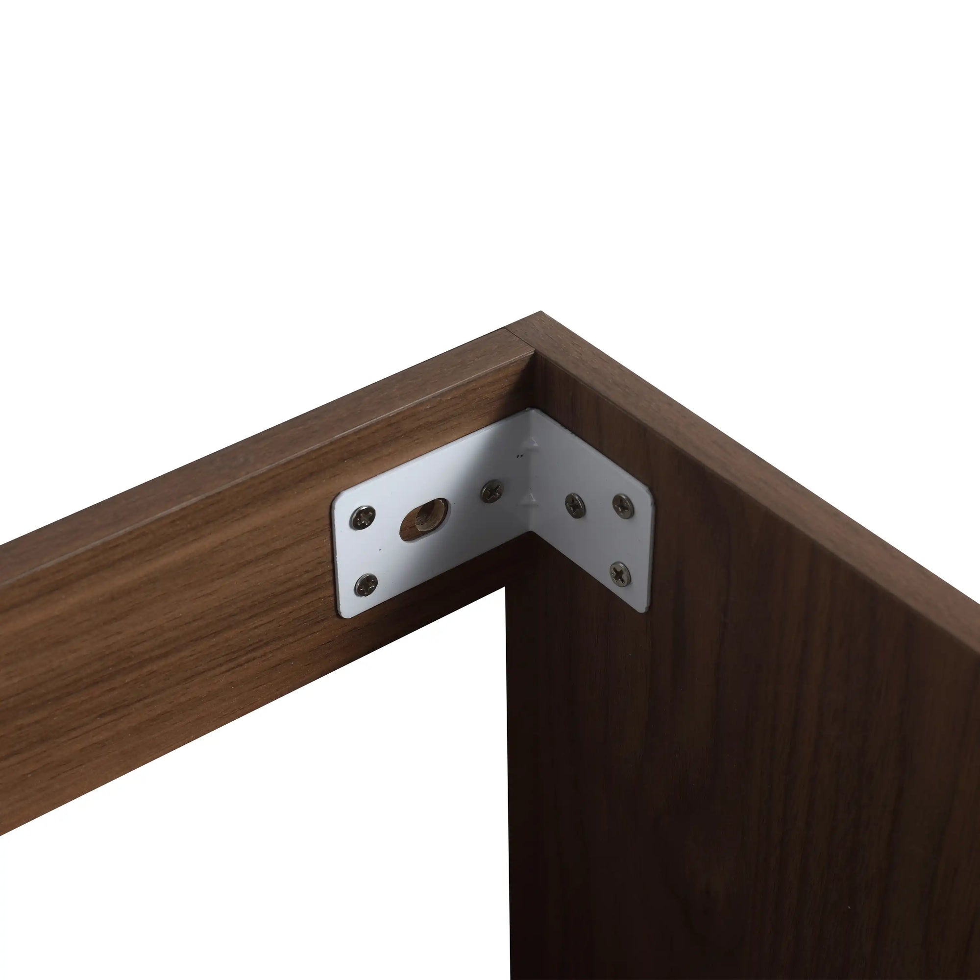 30" bathroom vanities brown cabinet corner detail with reinforced mounting bracket | Ace Decor