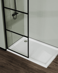 Shower Door Framed 3-Divided Walk-in color:Matte Black