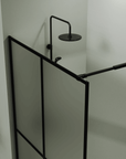 Shower Door Framed Walk-in Frosted glass 4-Divided color:matte black