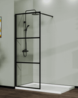 Shower Door Framed 3-Divided Walk-in color:Matte Black