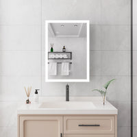Calvante 28 inch LED mirror cabinet with  temperature display, modern bathroom medicine cabinet over vanity sink.