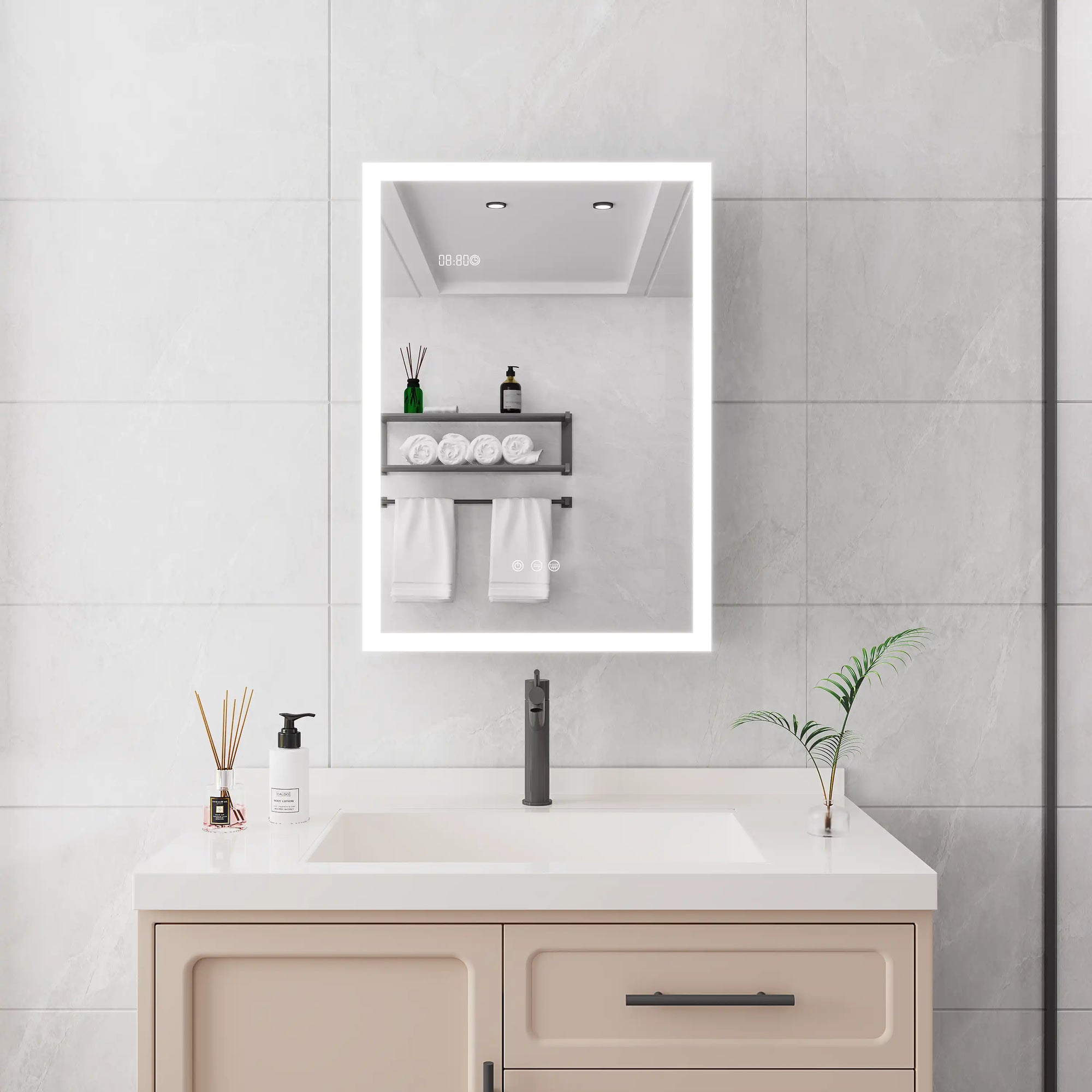 Calvante 28&quot; LED Mirror Cabinet with Display - 3-Tier Storage, Anti-Fog