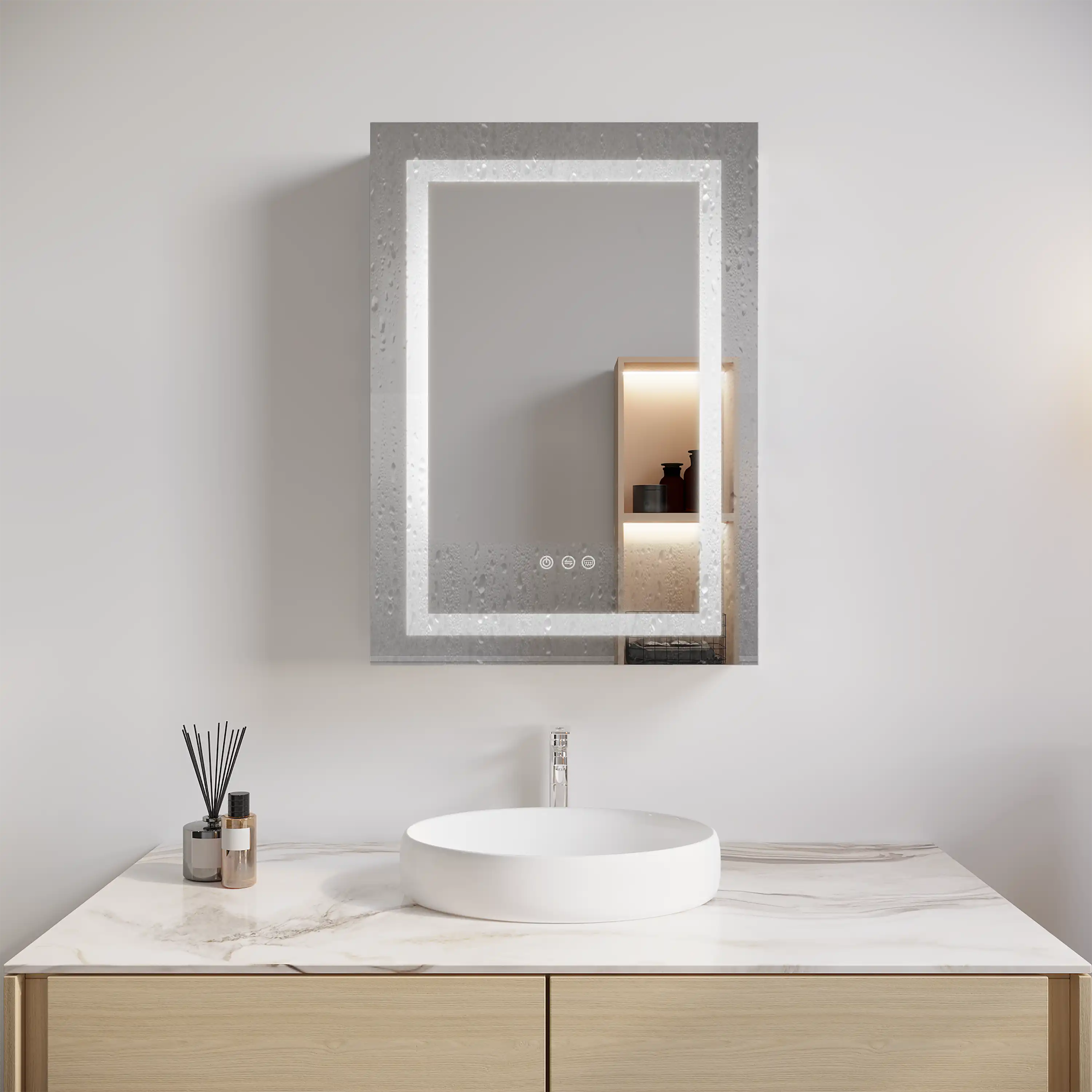Hawley 26 inch LED Light Mirror Bathroom Cabinet - Anti-Fog, Dimmable, Dual-Sided