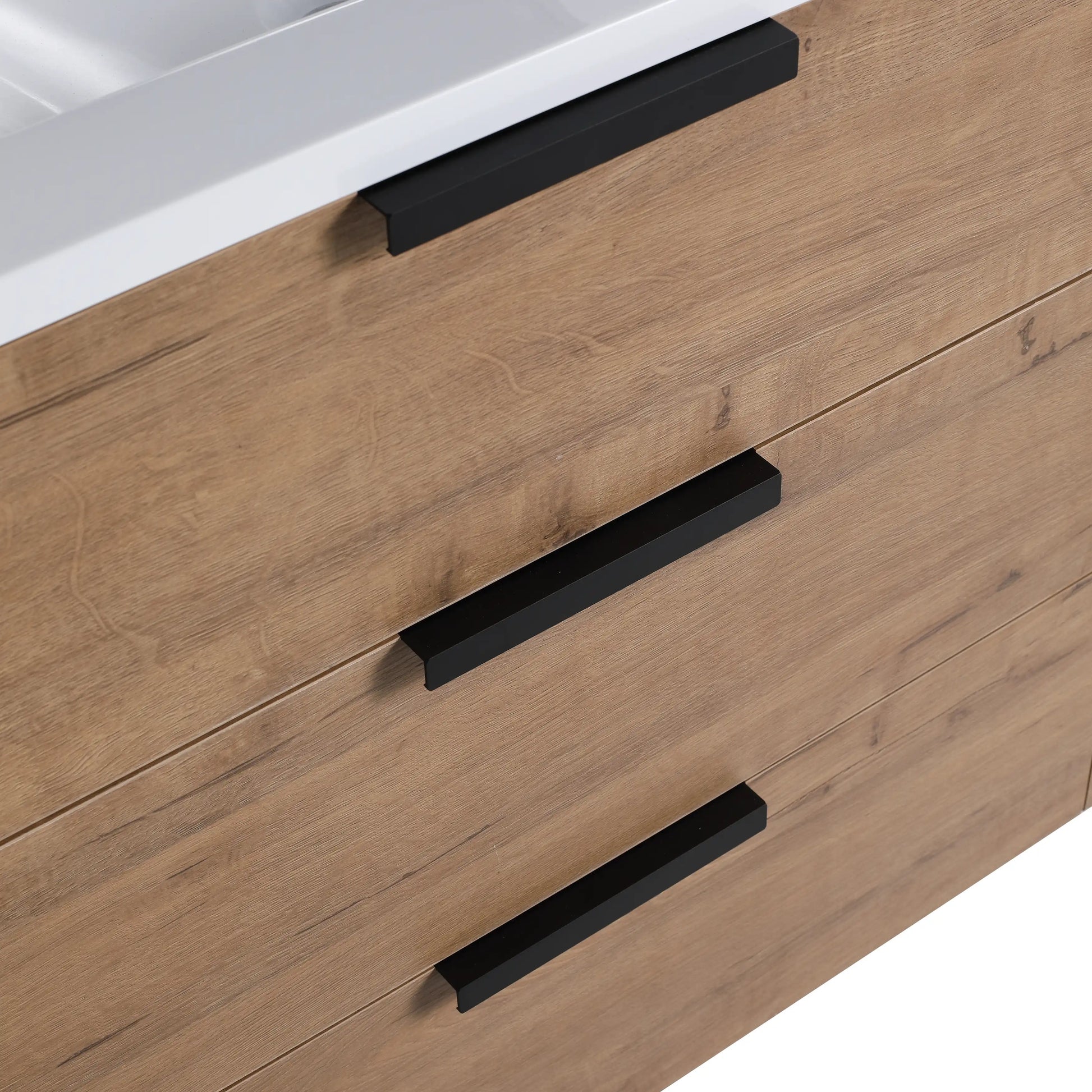 30" Wall-Mounted Bathroom Vanity with Sink, Soft-Close Drawer & Side Shelf color: Imitative Oak