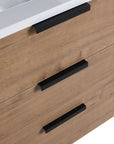 30" Wall-Mounted Bathroom Vanity with Sink, Soft-Close Drawer & Side Shelf color: Imitative Oak