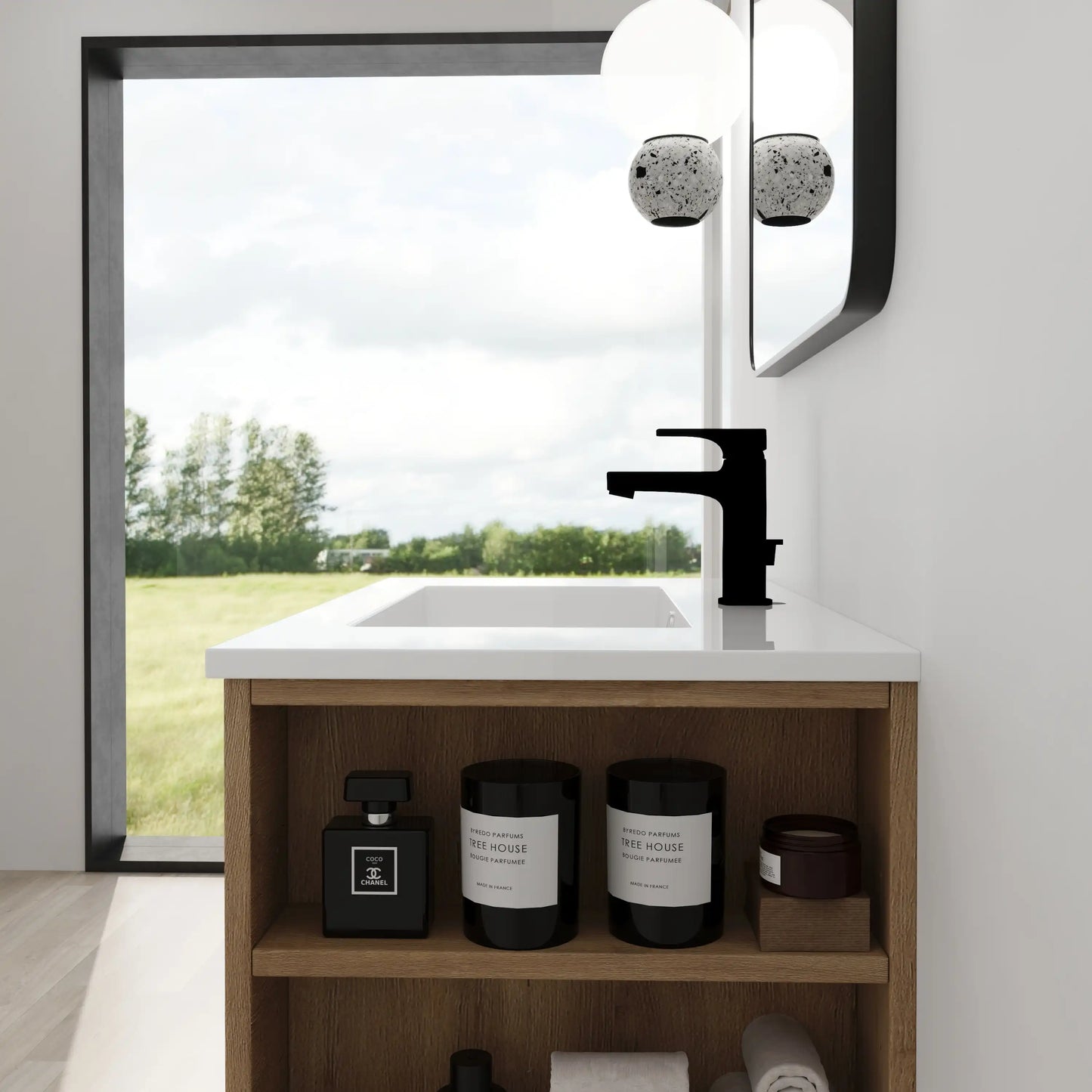 30" Wall-Mounted Bathroom Vanity with Sink, Soft-Close Drawer & Side Shelf color: Imitative Oak